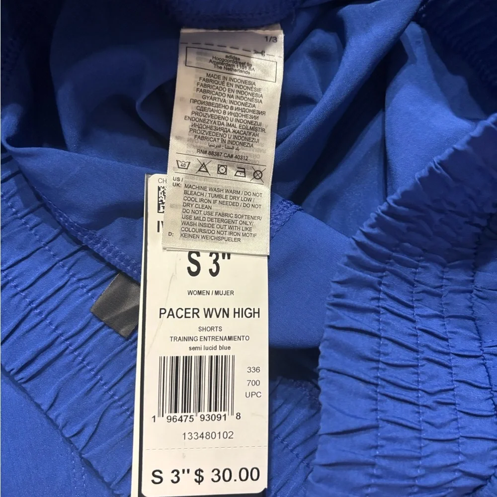 Adidas Women’s Pacer Running Shorts High Rise 3” Inseam Blue Size Small NWT - Picture 6 of 7